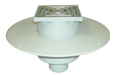 Dachablauf DN125 mit PVC-Kragen. Begehbar - 148x148mm / 137x137mm  HL62BP/2
